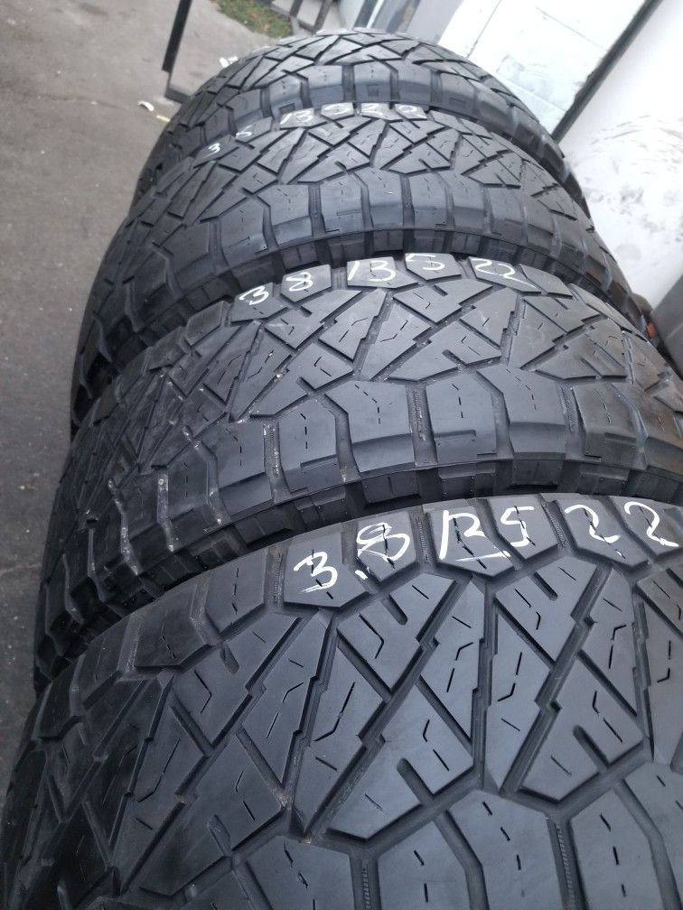 4 used tires Lt38x12.50r22 nitto ridgrappler $350.00