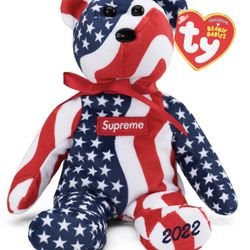 Supreme TY Beanie Baby USA Multicolor Box Logo Flag Brand New