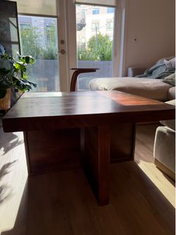 Vintage walnut wood coffee table