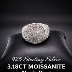 925 Sterling Silver 3.18CT MOISSANITE Men’s Ring Size 8 Or 12
