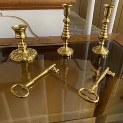 Baldwin Brass Candlesticks and Bit Keys 