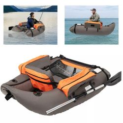 Portable Inflatable Fishing Boat Raft,Backrest Adjustable Angle, Blow Up Boat