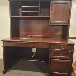 Executive Computer Desk Wood Table with Storage Drawers Hutch Cabinet