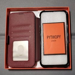 NEW Burgundy Wallet Case for iPhone 13 Pro Max w/ RFID Blocking & Screen Protector 