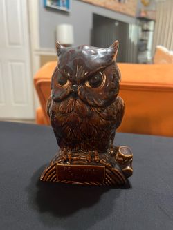 Vintage Brown Owl Figurine “Be Wise Save”