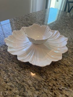 Ventage Whittier potteries chip & dip set platter and bowl