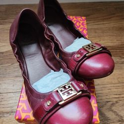 Bordeaux Tory Burch Flats Sz 9