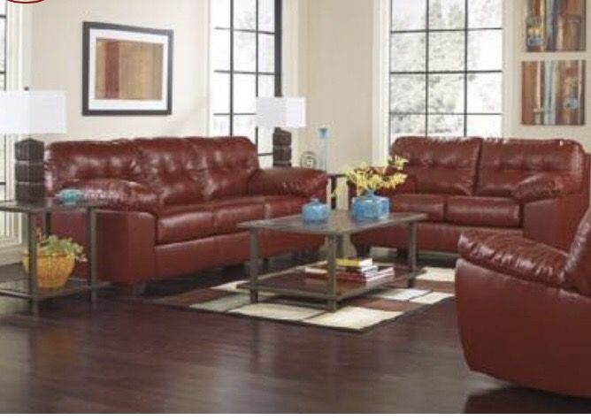 New Red Gorgeous Couch And Loveseat Set