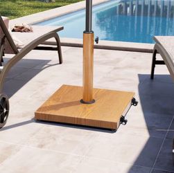 40 lbs. Concrete Patio Umbrella Base in TEK Wood With Wheels