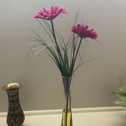 Artificial Flowers In Glass Vase