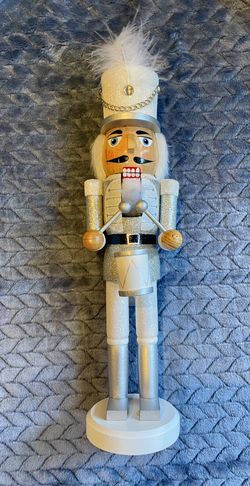 NEW Silver White Nutcracker 14” Drummer Christmas Decor Holiday 
