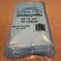 Total Dry Underpads 10 Ct