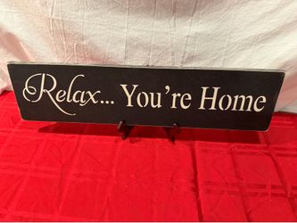 5.75”x24” RELAX YOUR HOME BLACK WOODEN WALL ART WALL DECOR