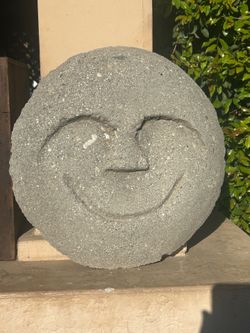 Big, Heavy, and Happy; Vintage Stone Poured Happy Face: