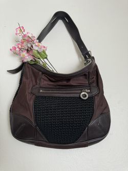 Cole Haan Tote Bag in brown leather, lace design on the front
