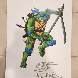Kevin Eastman Signed Teenage Mutant Ninja Turtles Leonardo Picture 