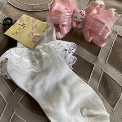 Girls Dress Socks & Bow