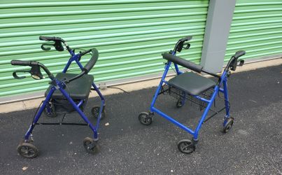 Blue 4-Wheel Rollator Walkers – Set of 2