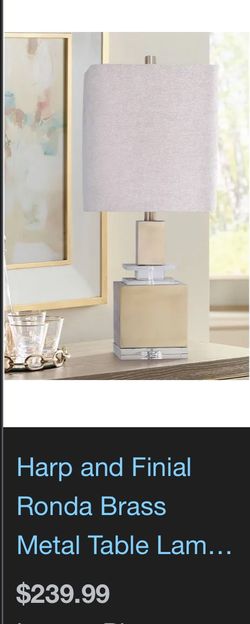 Harp and Finial Ronda Brass Metal Table Lamp