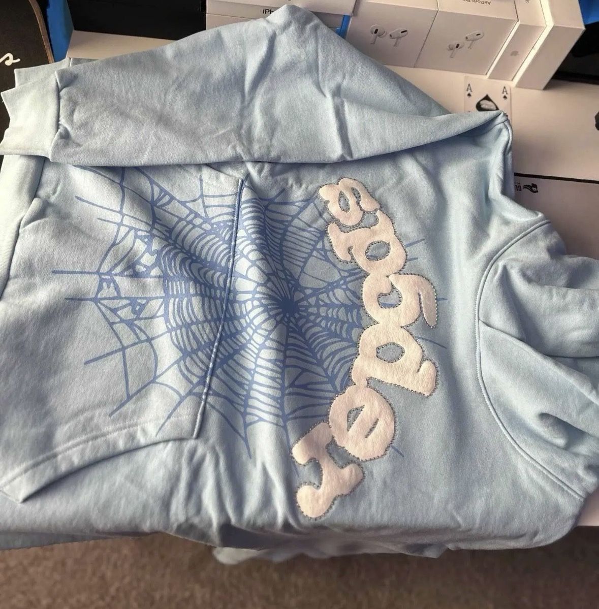 Baby Blue Sp5der Hoodie