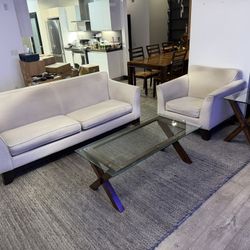 Pottery Barn Living Room Set – Sofa + Armchair + 2 Side Tables 