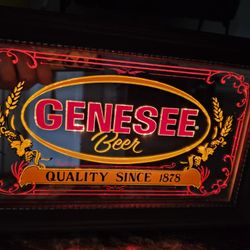 Vintage LIGHTED Genesee Beer and Ale Mirrored Advertising Sign