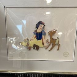 Walt Disney Limited Edition Serigraph Cel of Snow White With Chipmunks Rare!