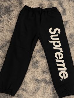 Supreme Black and Gray Sweatpants with Logo Print