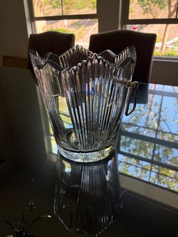 Crystal Ice Bucket with Metal Handles
