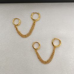 Double Piercing Dangle Chain Earrings for Women