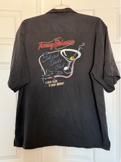 Tommy Bahama Shark Date Club 100% Silk Shirt Men’s XL Embroidered Martini Shark