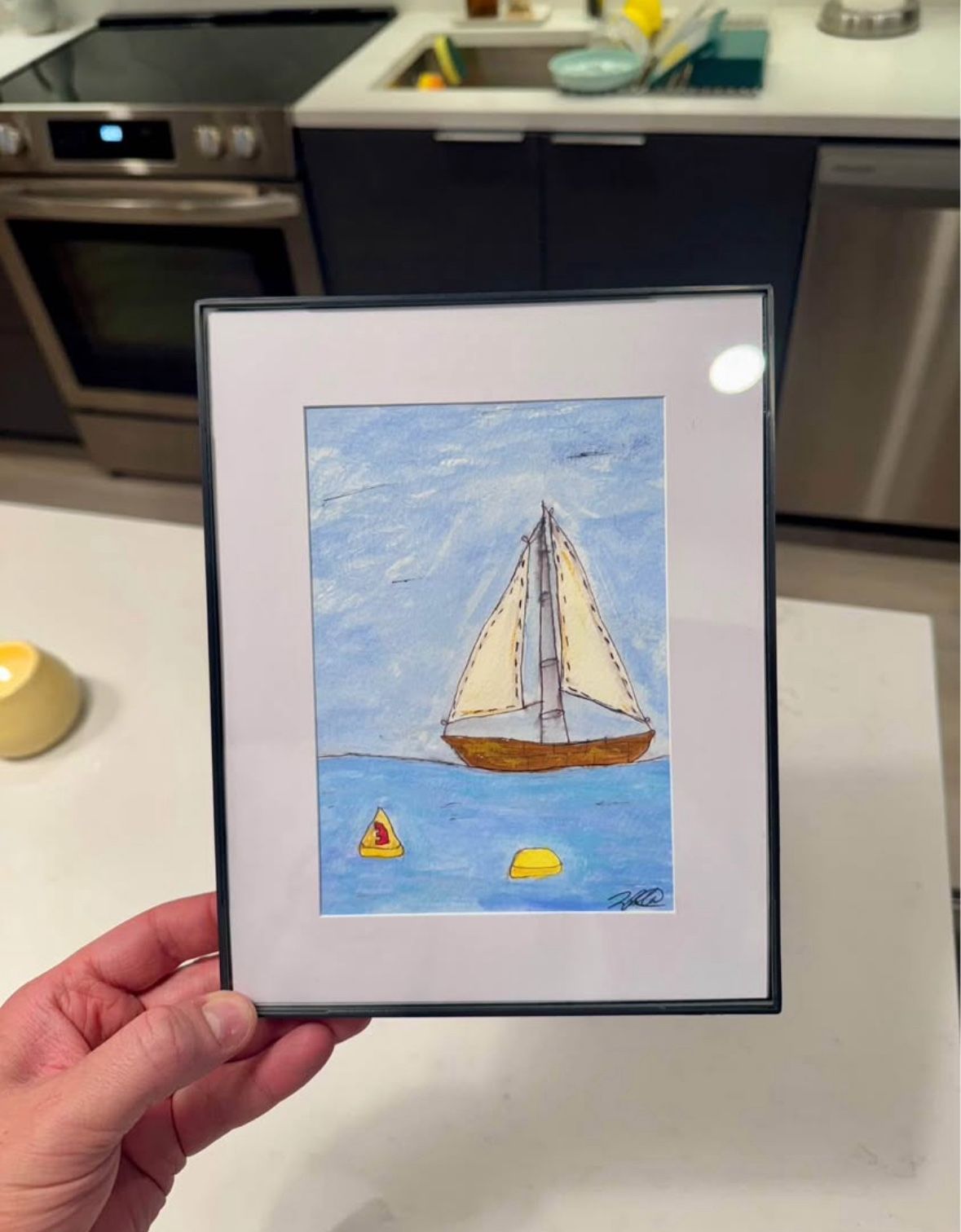 Boat Watercolor Painting Framed
