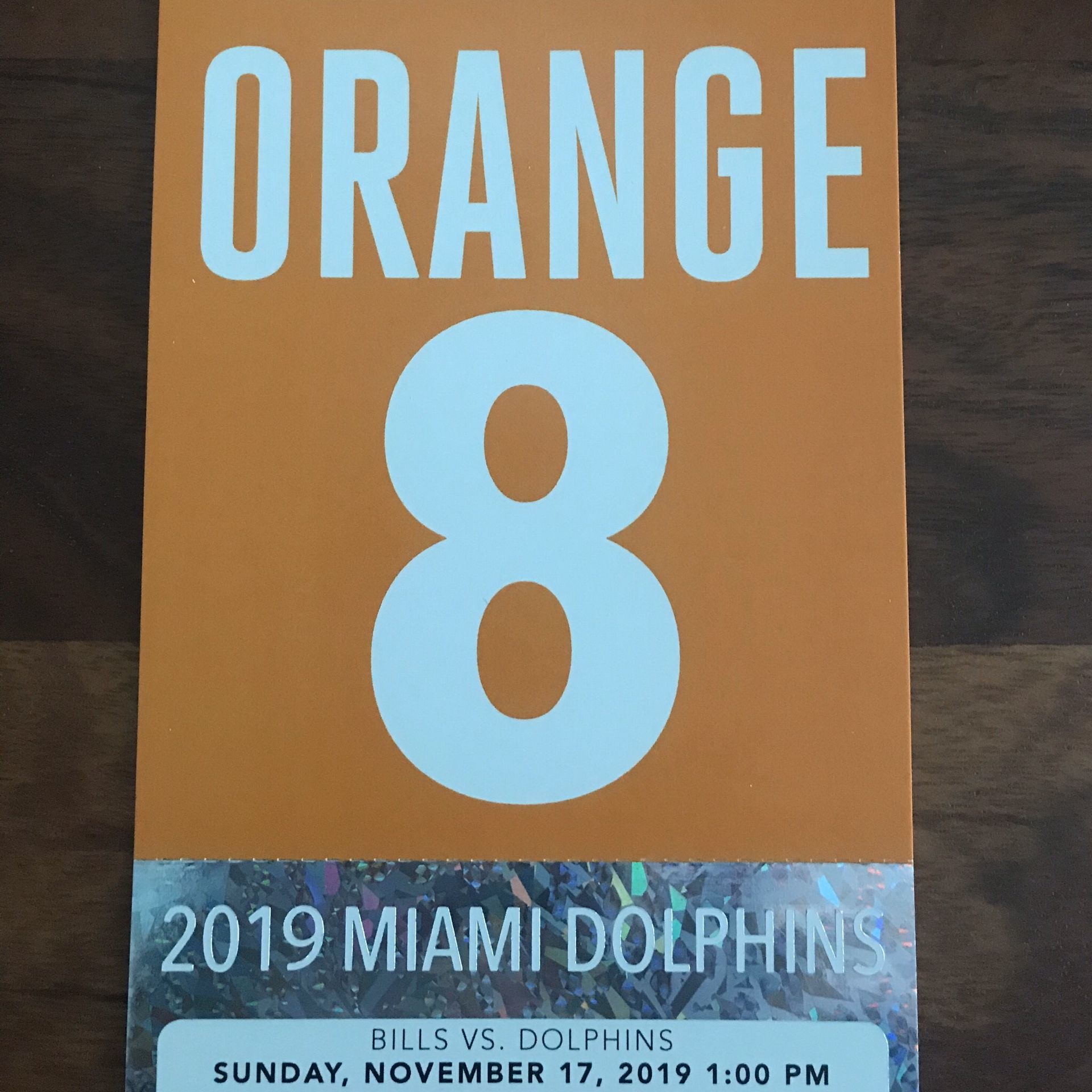 Miami Dolphins Orange Parking Pass