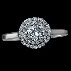 .25 ct Double Halo round cut Diamond Veneer-Diamond Engagement Sterling Silver Ring 635r3227