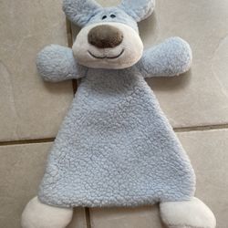 Demdaco Nat & Jules Puppy Dog Blue Lovey Security Blanket Plush Rattle Soft Toy