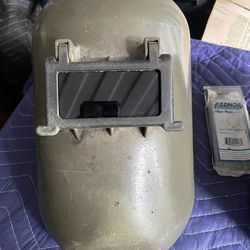 Vintage and modern welding helmets