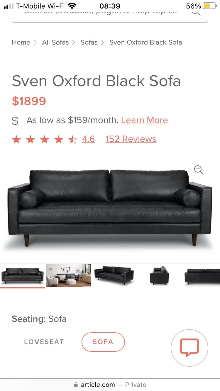 Woodworth Wooden Industries Polyester Black Couch