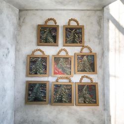 Handpainted Framed Christmas Tree Paintings