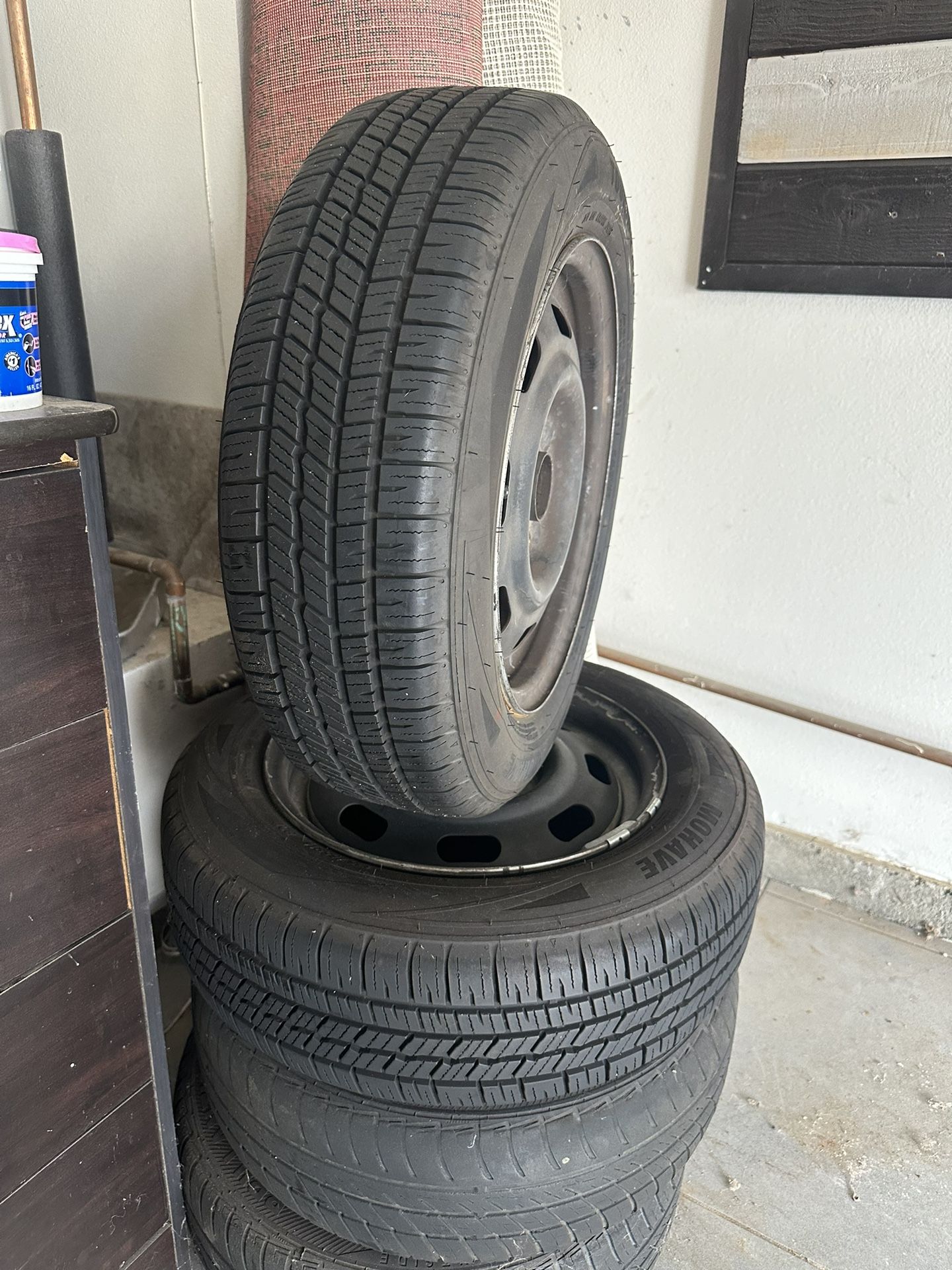 OEM NA Miata Wheels + 2 New Tires, 2 Fair Tires 175/65/R14