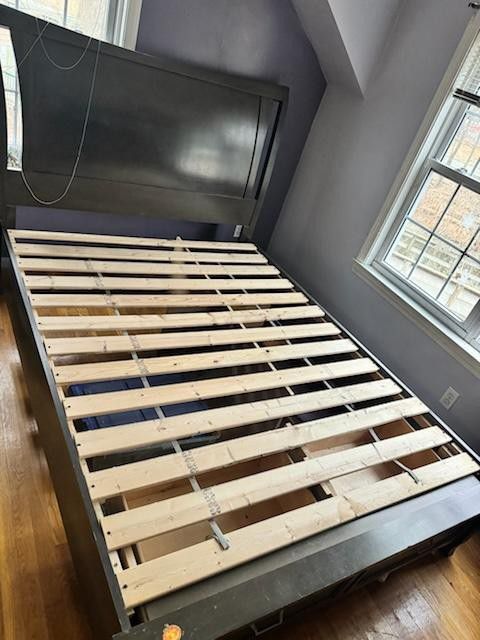 Queen sized Sleigh bed with storage