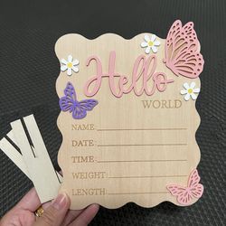 Butterfly daisy birth announcement sign
