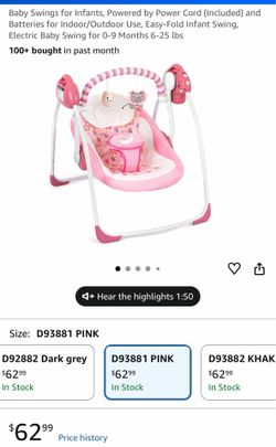 Portable baby swing $45