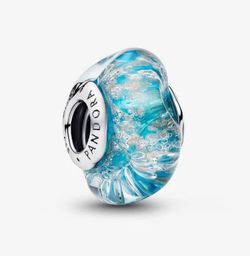 Pandora Turquoise Murano Glass & Glitter Charm Sterling silver
