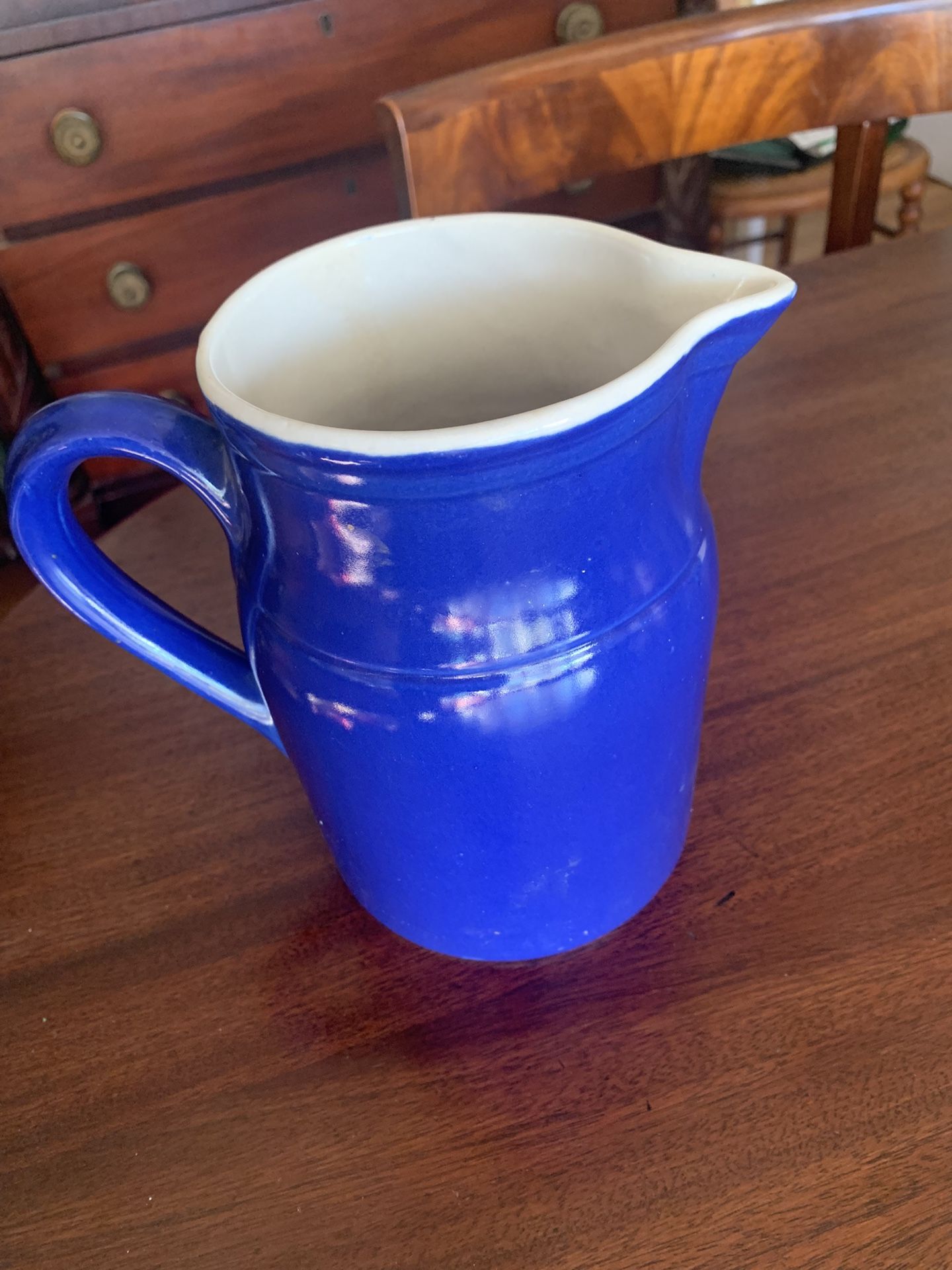 Vintage Blue Stoneware Pitcher