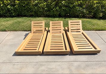 Restoration Hardware – 3 Teak Chaise Lounges – Professionally Refinished – Delivery Available