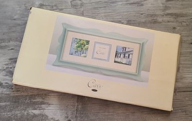 NWT Carr Frames Three-Window Frame 3½" x 3½" in Light Blue and White
