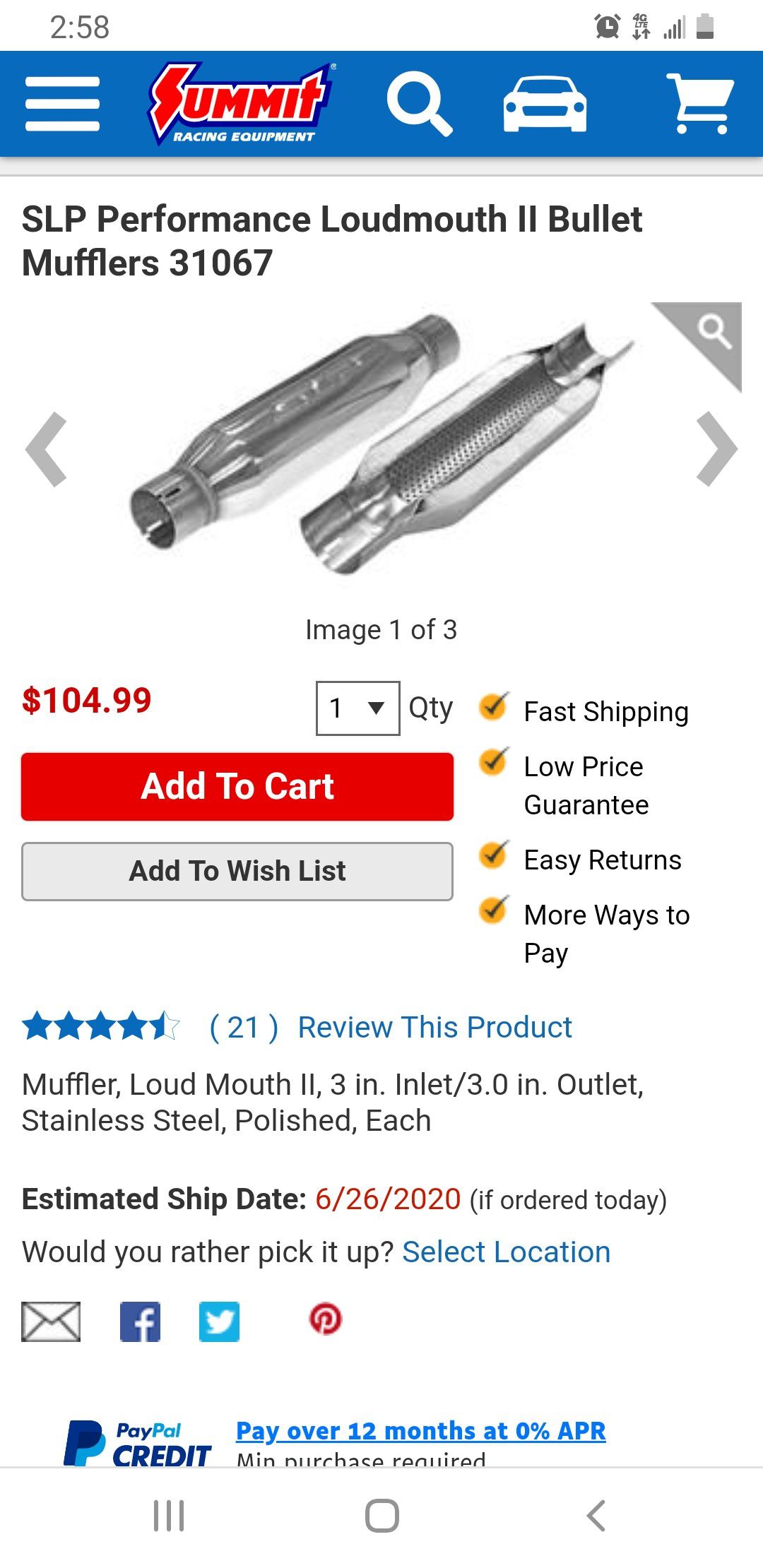 Stainless steel Muffler brand new