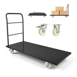 ❤️‍🔥 VEVOR Heavy Duty Platform Truck, 2000 lbs Capacity, Industrial Steel Flatbed Cart with Swivel Wheels and Handle, Platform Hand Push Truck Dolly