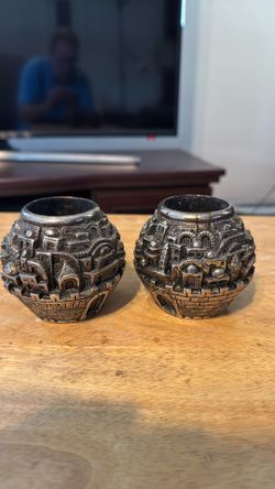 Jerusalem Globe Shabbat Candlestick Holder