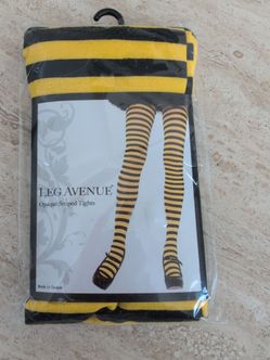Yellow And Black Opaque Striped Tights Adult One Size by Leg Avenue #7100, New